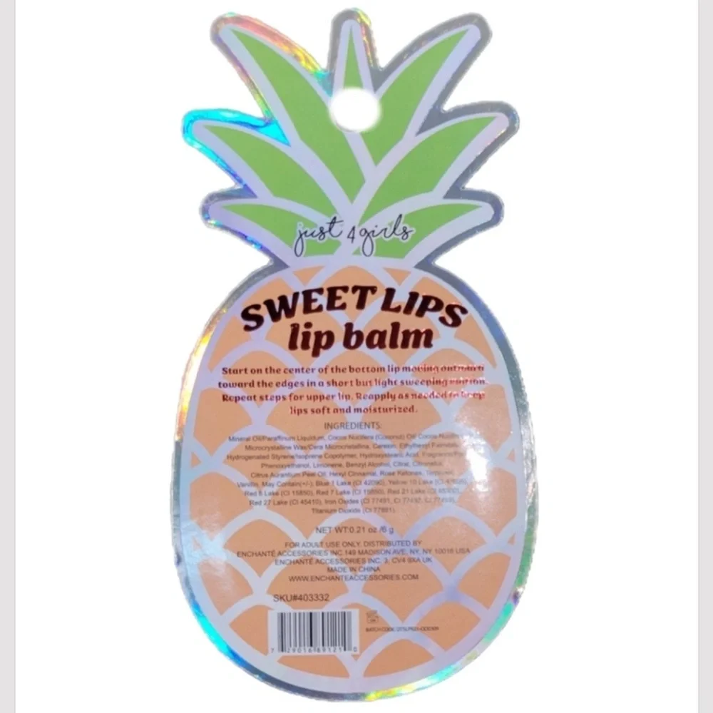 🛍️5️⃣ /💲2️⃣5️⃣🛍️ JUST 4 GIRLS - Pineapple Shaped Lip Balm (PICK A COLOR)